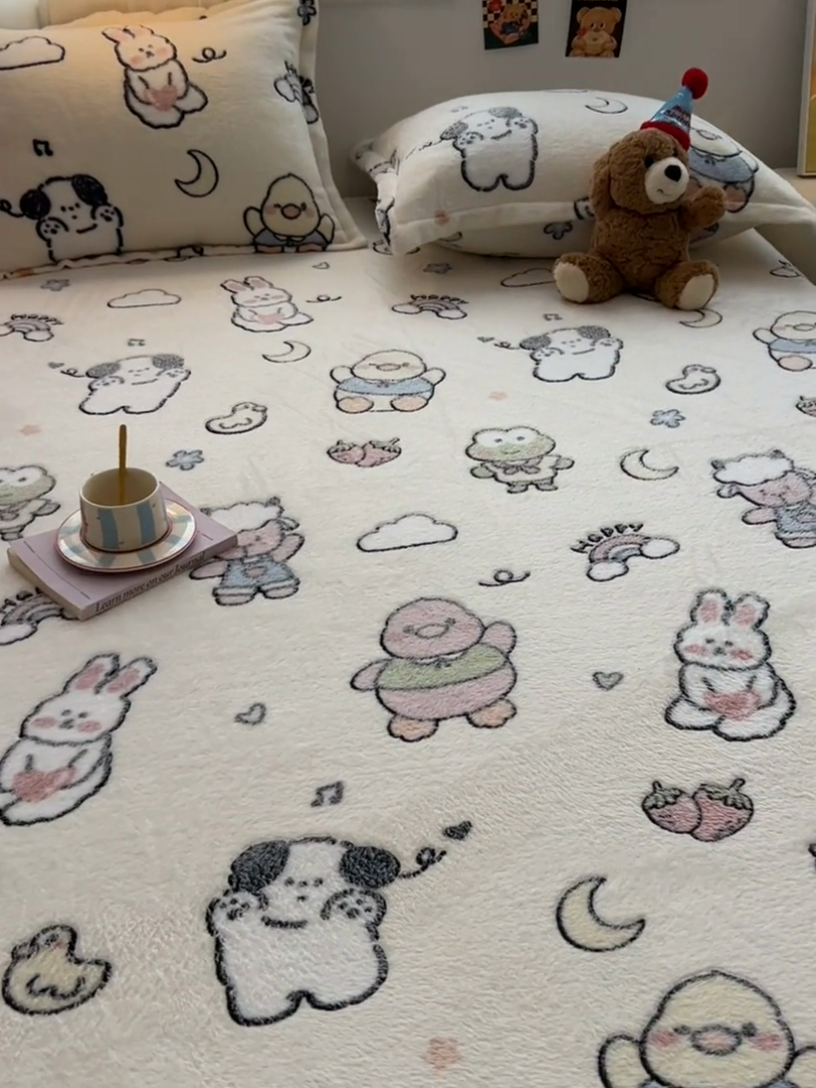 91家纺网 家纺一手货源 找家纺 韩巢家纺 2024新款雪花绒枕套一对装 小伙伴