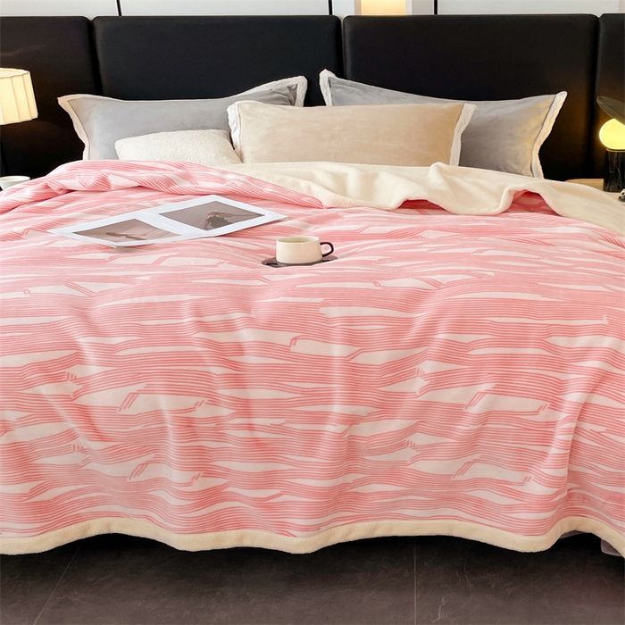 91家纺网 家纺一手货源 找家纺 凯轩毛毛毯毯子网销专供 2024新款雪绒棉四季毛毯毯子盖毛毯毯子毛毯毯子子 简约-粉