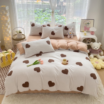 91家纺网 家纺一手货源 找家纺 （总）蝶帕家纺 2024新款阳离子提花舒棉绒四件套