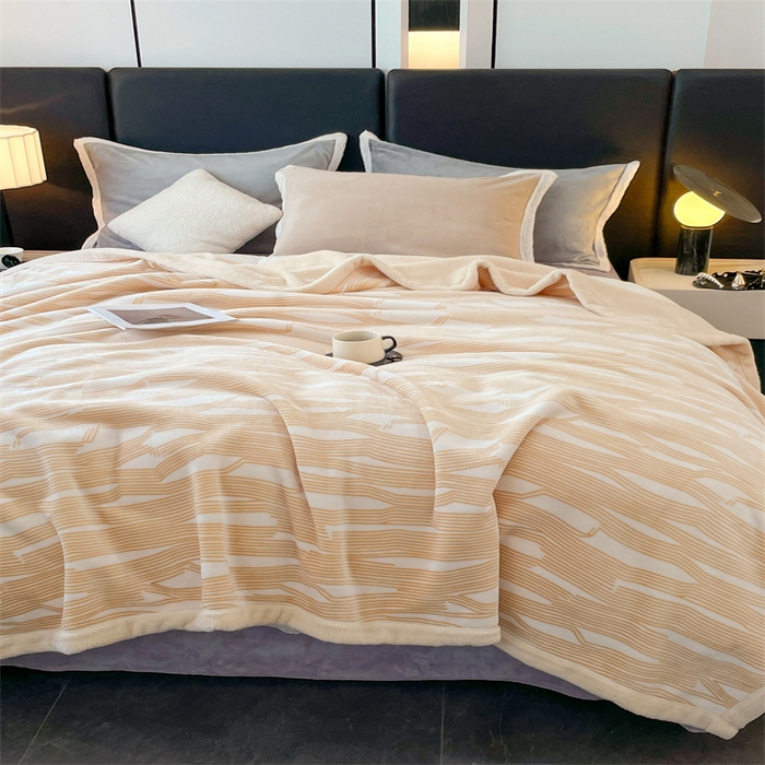 91家纺网 家纺一手货源 找家纺 凯轩毛毛毯毯子网销专供 2024新款雪绒棉四季毛毯毯子盖毛毯毯子毛毯毯子子 简约-米