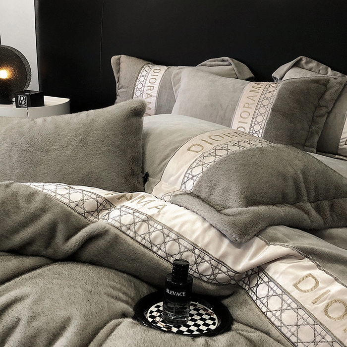 91家纺网 家纺一手货源 找家纺 安莱生活 2024新款弧貂绒皮草四件套 弗兰迪