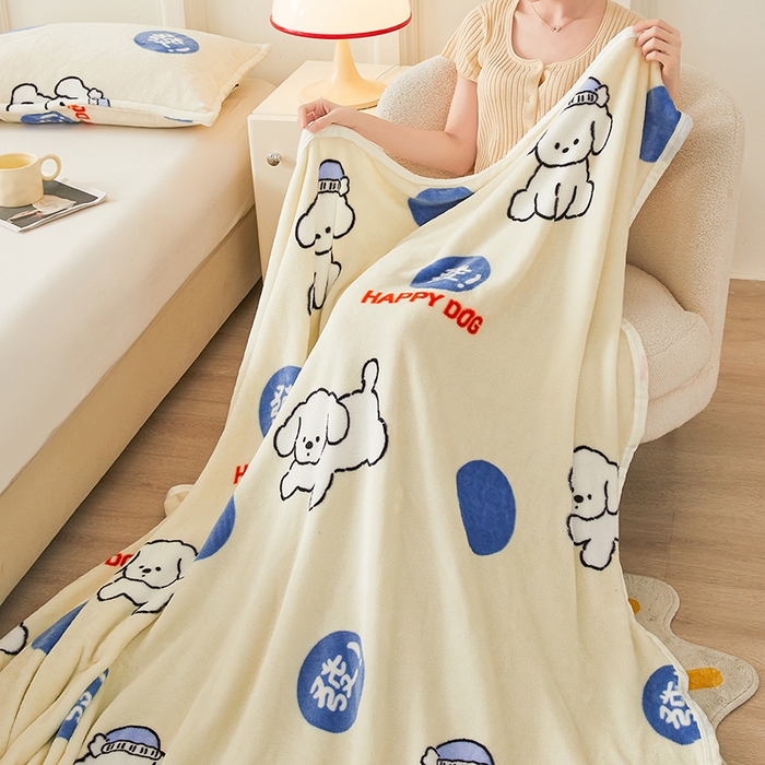 91家纺网 家纺一手货源 找家纺 千荨 2024新款多功能牛奶绒毛毯 旺财