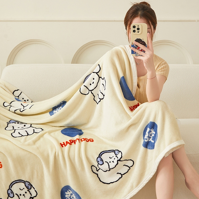 91家纺网 家纺一手货源 找家纺 千荨 2024新款多功能牛奶绒毛毯 旺财