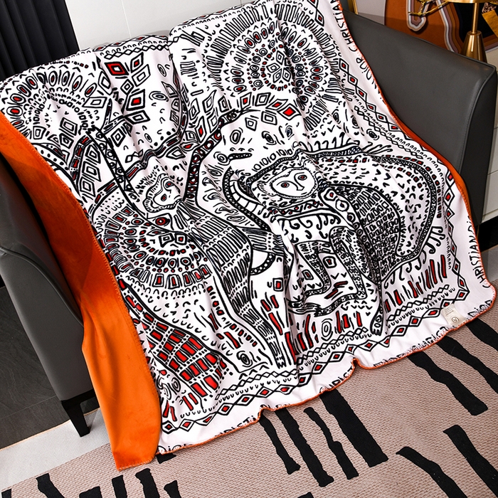 91家纺网 家纺一手货源 找家纺 爵仕 2024高档锦狐绒毛毯复合毯奢华复古绒毯爱马风格  猴