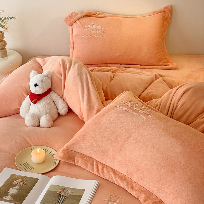 91家纺网 家纺一手货源 找家纺 新方向 2025新款全消光A类牛奶绒四件套-公主请开心 公主请开心-桃玉