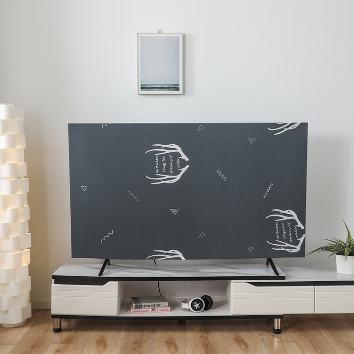 91家纺网 家纺一手货源 找家纺 千彤沙发垫 2024新款高弹力牛奶丝全包电视机防尘罩 北欧鹿角