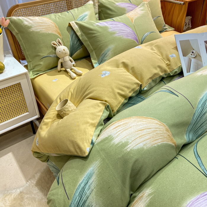 91家纺网 家纺一手货源 找家纺 丝芙妮家居 2024新款全棉磨毛四件套 原野