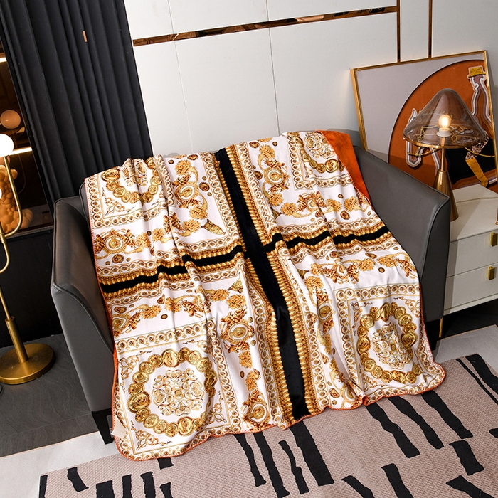 91家纺网 家纺一手货源 找家纺 爵仕 2024高档锦狐绒毛毯复合毯奢华复古绒毯爱马风格 巴洛克