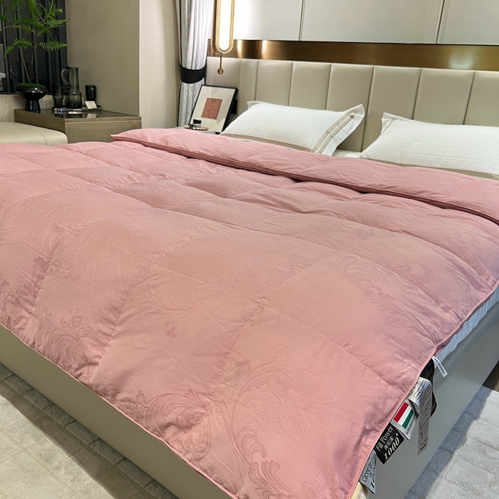 91家纺网 家纺一手货源 找家纺 静若居 2024新款双层大提花羽绒被壳不跑绒自充绒羽绒被壳厂家直销 双层凤尾豆沙1