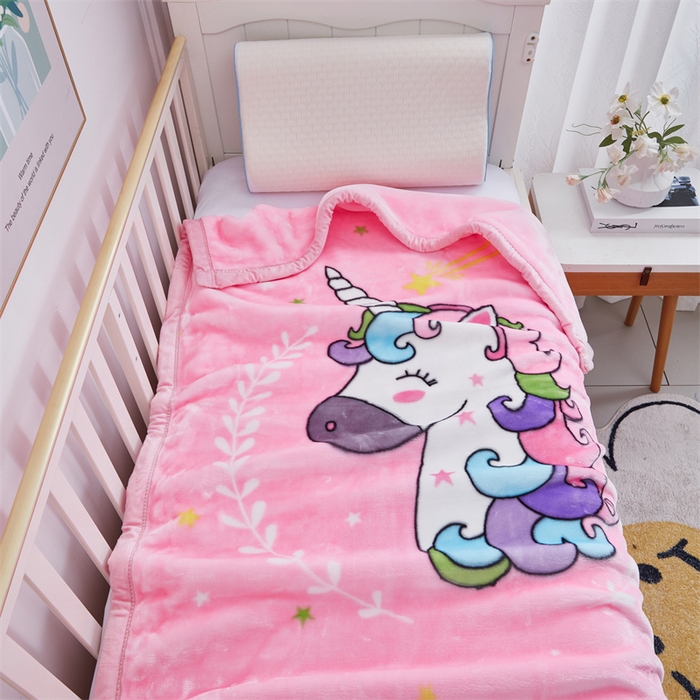 91家纺网 家纺一手货源 找家纺 凯轩毛毛毯毯子网销专供 2024新款加厚保暖儿童印花云毛毯毯子系列 马卡龙  粉