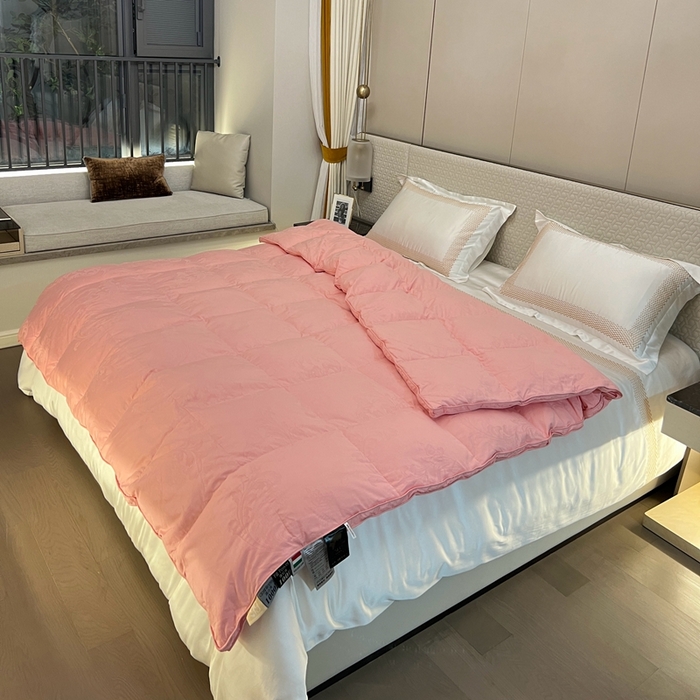 91家纺网 家纺一手货源 找家纺 静若居 2024新款双层大提花羽绒被壳不跑绒自充绒羽绒被壳厂家直销 双层凤尾粉色1