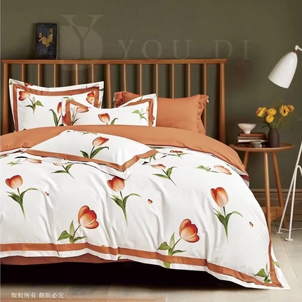 91家纺网 家纺一手货源 找家纺 （总2）未来家居 2024新款优帝100支贡缎长绒棉四件套