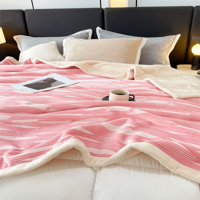 91家纺网 家纺一手货源 找家纺 凯轩毛毛毯毯子网销专供 2024新款雪绒棉四季毛毯毯子盖毛毯毯子毛毯毯子子 简约-粉