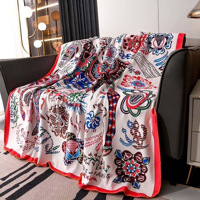 91家纺网 家纺一手货源 找家纺 爵仕 2024高档锦狐绒毛毯复合毯奢华复古绒毯爱马风格 彩马