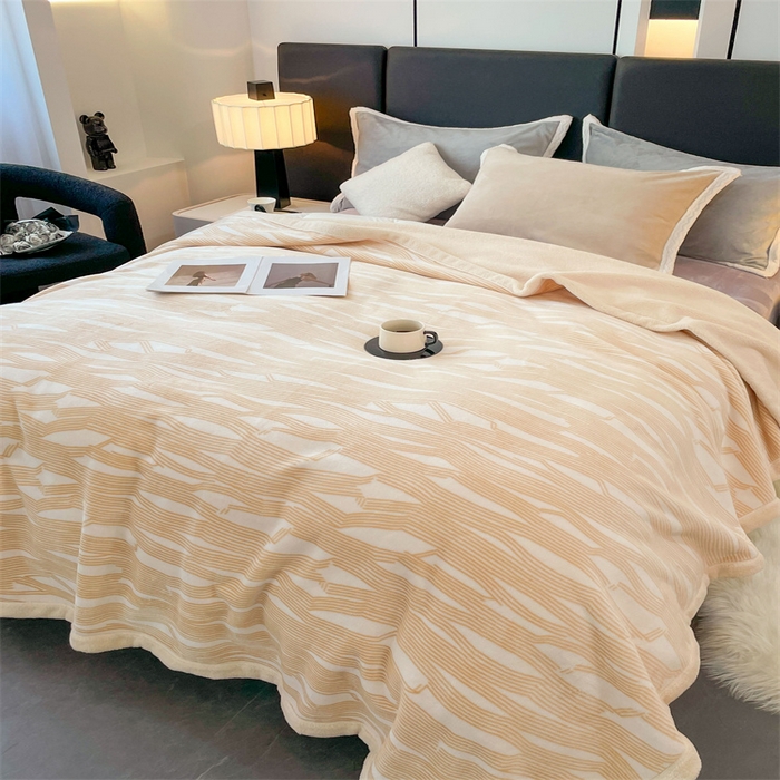 91家纺网 家纺一手货源 找家纺 凯轩毛毛毯毯子网销专供 2024新款雪绒棉四季毛毯毯子盖毛毯毯子毛毯毯子子 简约-米