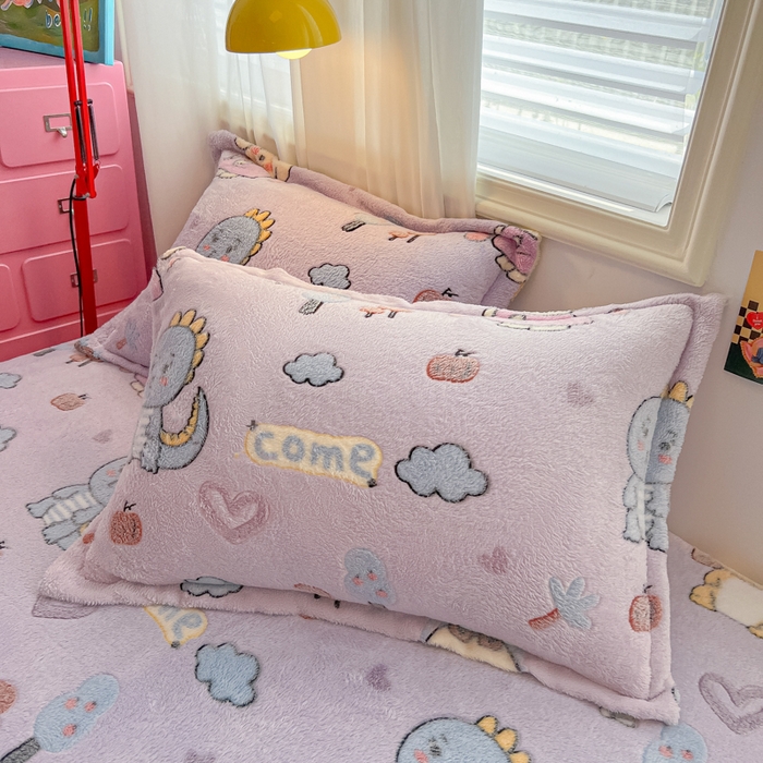 91家纺网 家纺一手货源 找家纺 韩巢家纺 2024新款雪花绒枕套一对装 童趣乐园