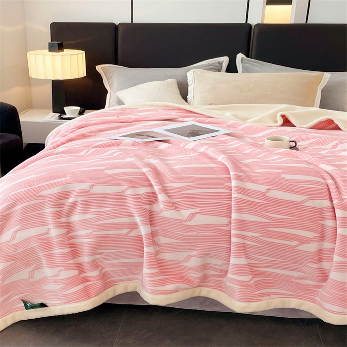 91家纺网 家纺一手货源 找家纺 凯轩毛毛毯毯子网销专供 2024新款雪绒棉四季毛毯毯子盖毛毯毯子毛毯毯子子 简约-粉