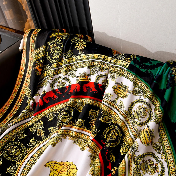 91家纺网 家纺一手货源 找家纺 爵仕 2024高档锦狐绒毛毯复合毯奢华复古绒毯爱马风格 圆范