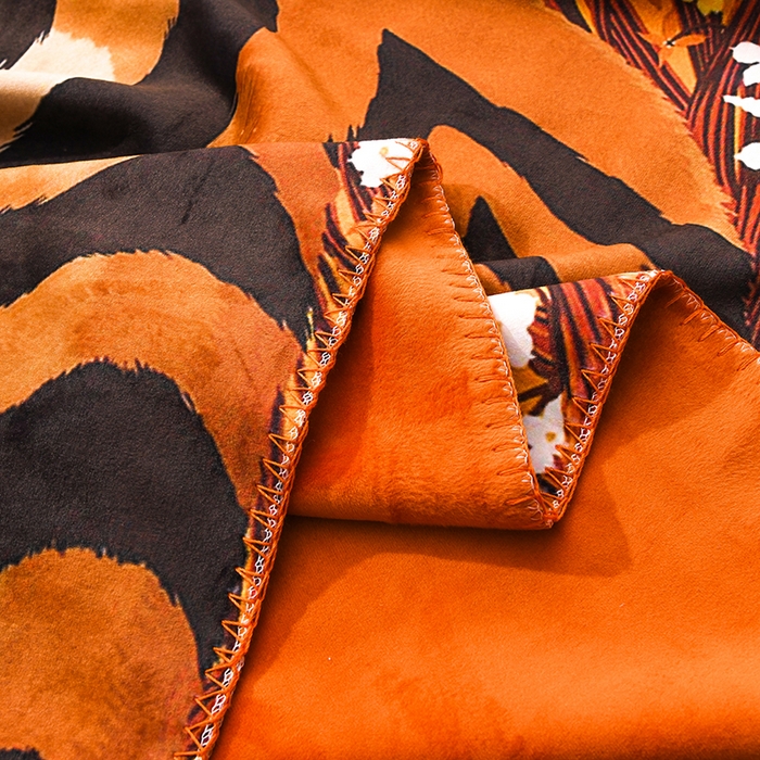 91家纺网 家纺一手货源 找家纺 爵仕 2024高档锦狐绒毛毯复合毯奢华复古绒毯爱马风格 虎