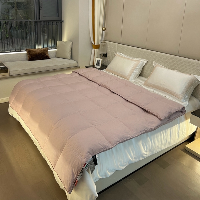 91家纺网 家纺一手货源 找家纺 静若居 2024新款方格提花双层羽绒被壳爆款推荐羽绒被壳厂家直销 西西里豆沙色2