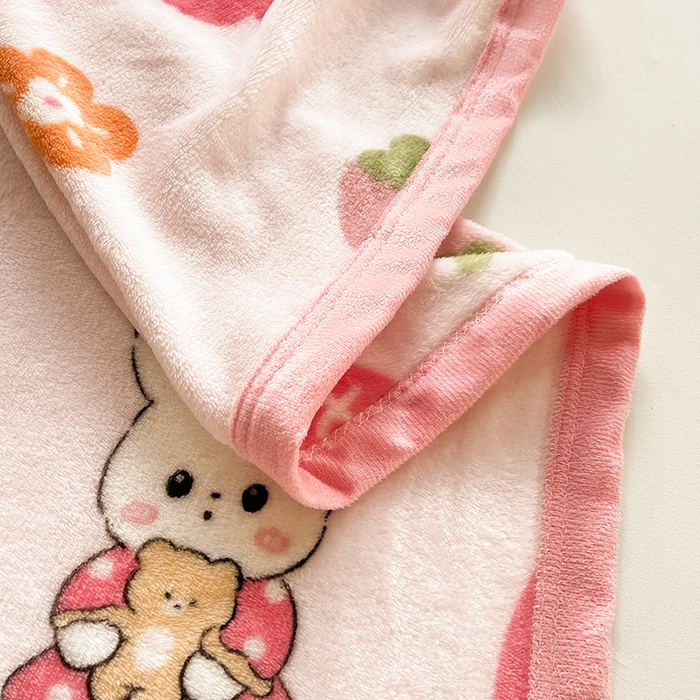 91家纺网 家纺一手货源 找家纺 千荨 2024新款多功能牛奶绒毛毯 萌兔粉