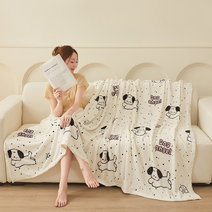 91家纺网 家纺一手货源 找家纺 千荨 2024新款多功能牛奶绒毛毯 可爱修狗