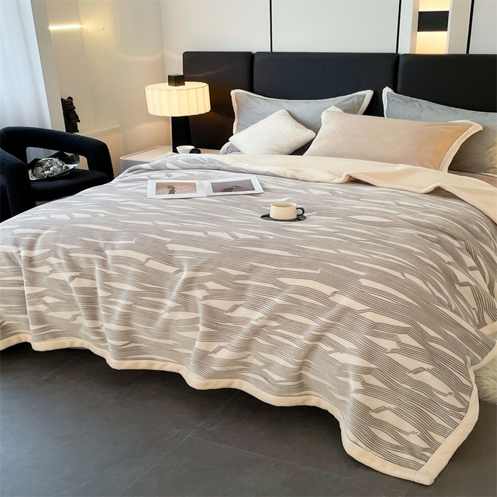 91家纺网 家纺一手货源 找家纺 凯轩毛毛毯毯子网销专供 2024新款雪绒棉四季毛毯毯子盖毛毯毯子毛毯毯子子 简约-灰