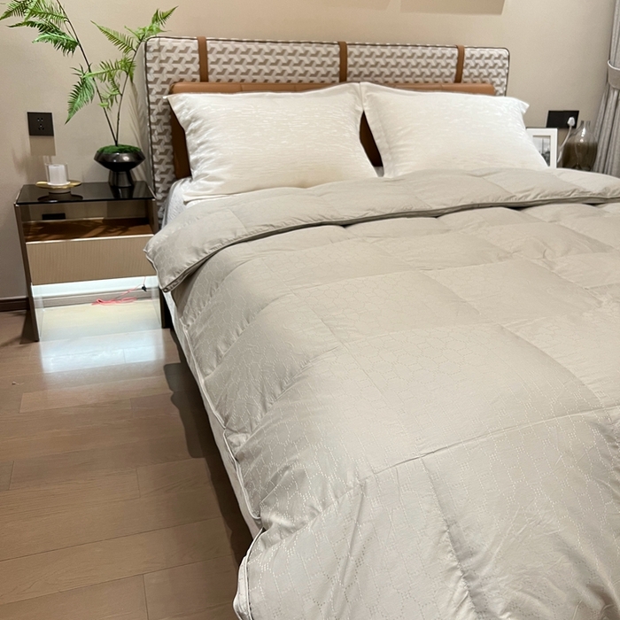 91家纺网 家纺一手货源 找家纺 静若居 2024新款方格提花双层羽绒被壳爆款推荐羽绒被壳厂家直销 西西里灰色1