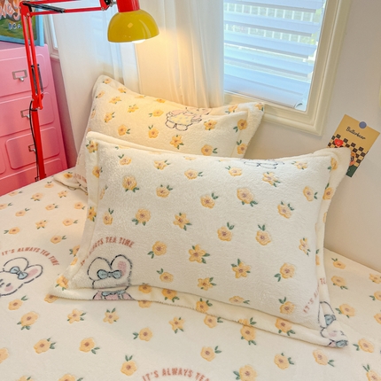 91家纺网 家纺一手货源 找家纺 （总）韩巢家纺 2024新款雪花绒枕套一对装