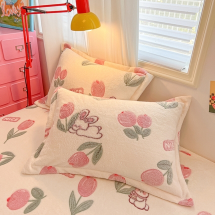 91家纺网 家纺一手货源 找家纺 韩巢家纺 2024新款雪花绒枕套一对装 郁金香