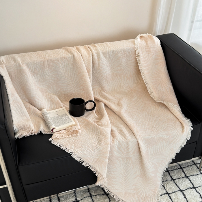 91家纺网 家纺一手货源 找家纺 （总）淑女公社家纺 2024新款色织全棉双股提花流苏盖毯