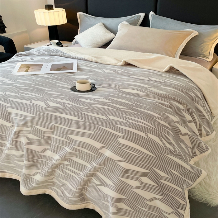 91家纺网 家纺一手货源 找家纺 凯轩毛毛毯毯子网销专供 2024新款雪绒棉四季毛毯毯子盖毛毯毯子毛毯毯子子 简约-灰