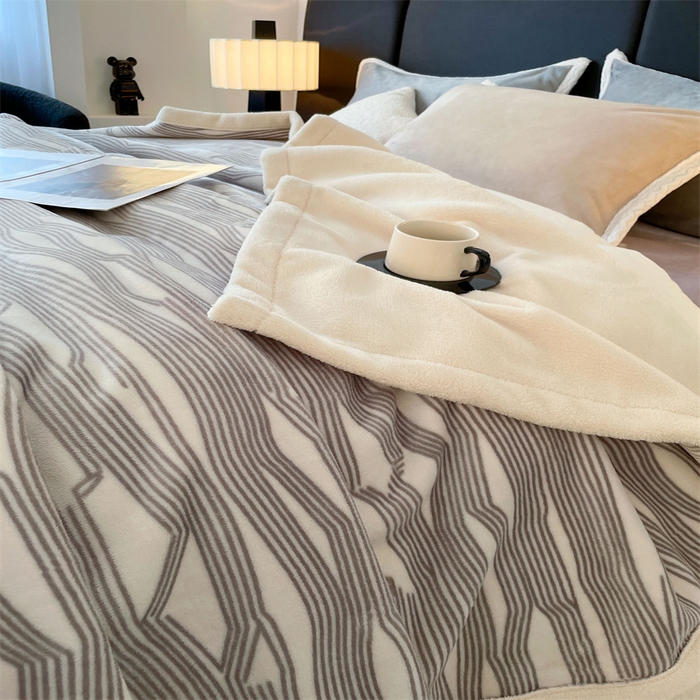 91家纺网 家纺一手货源 找家纺 凯轩毛毛毯毯子网销专供 2024新款雪绒棉四季毛毯毯子盖毛毯毯子毛毯毯子子 简约-灰