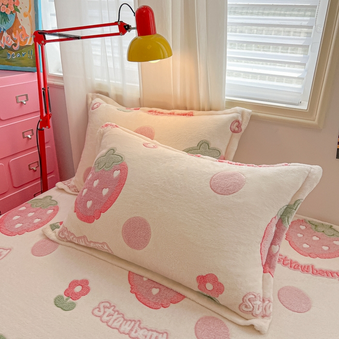 91家纺网 家纺一手货源 找家纺 韩巢家纺 2024新款雪花绒枕套一对装 甜蜜