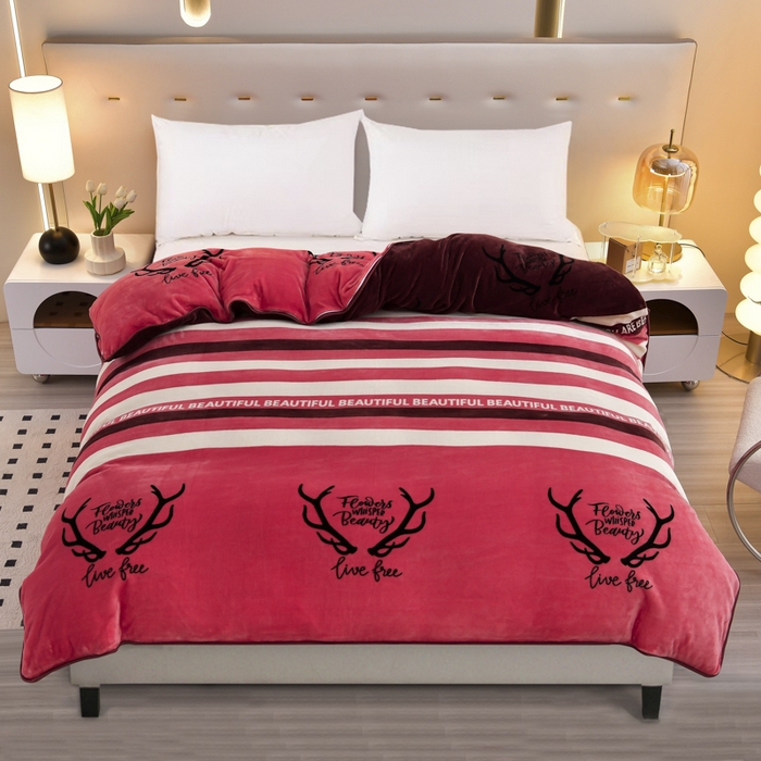 91家纺网 家纺一手货源 找家纺 绒品荟家纺 2025新款加厚牛奶绒单被套金貂绒法莱绒冬季法兰绒高克重被罩 一路有你