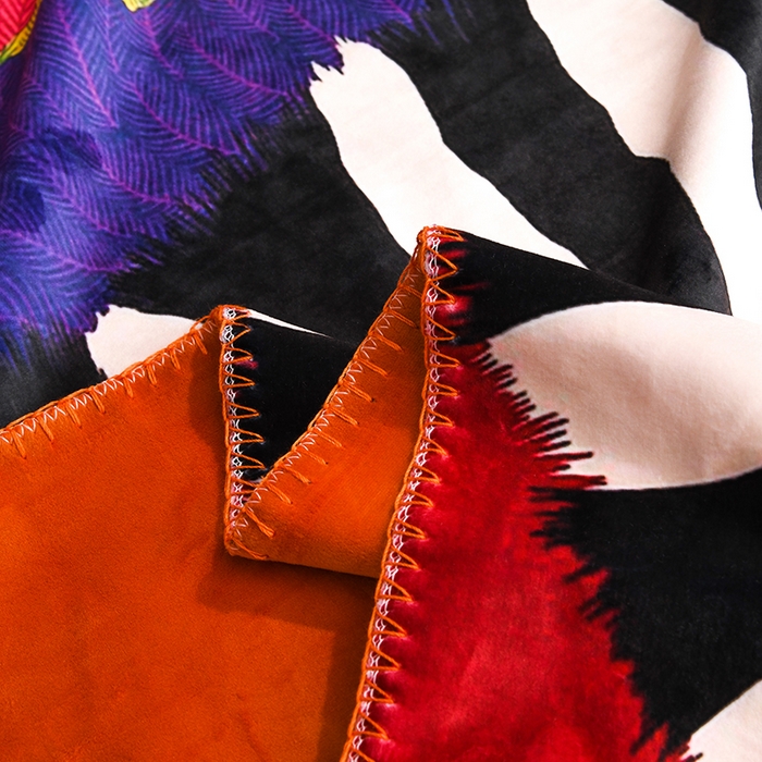 91家纺网 家纺一手货源 找家纺 爵仕 2024高档锦狐绒毛毯复合毯奢华复古绒毯爱马风格 斑马