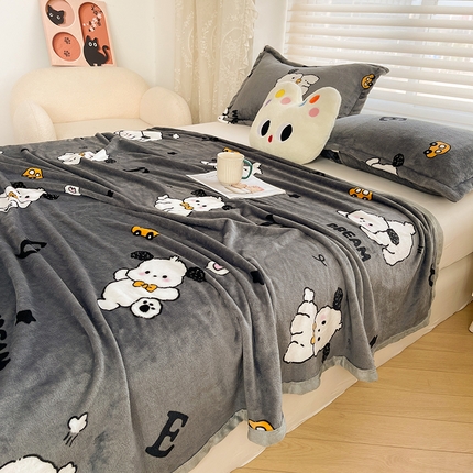 千荨 2024新款多功能牛奶绒毛毯 玩具狗