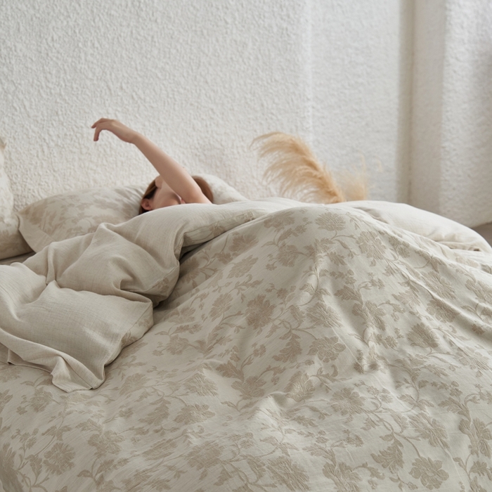 91家纺网 家纺一手货源 找家纺 （总）安莱生活 2024新款棉麻工艺款大提花四件套