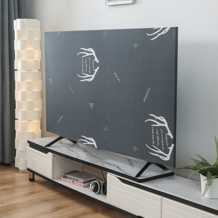 91家纺网 家纺一手货源 找家纺 千彤沙发垫 2024新款高弹力牛奶丝全包电视机防尘罩 北欧鹿角