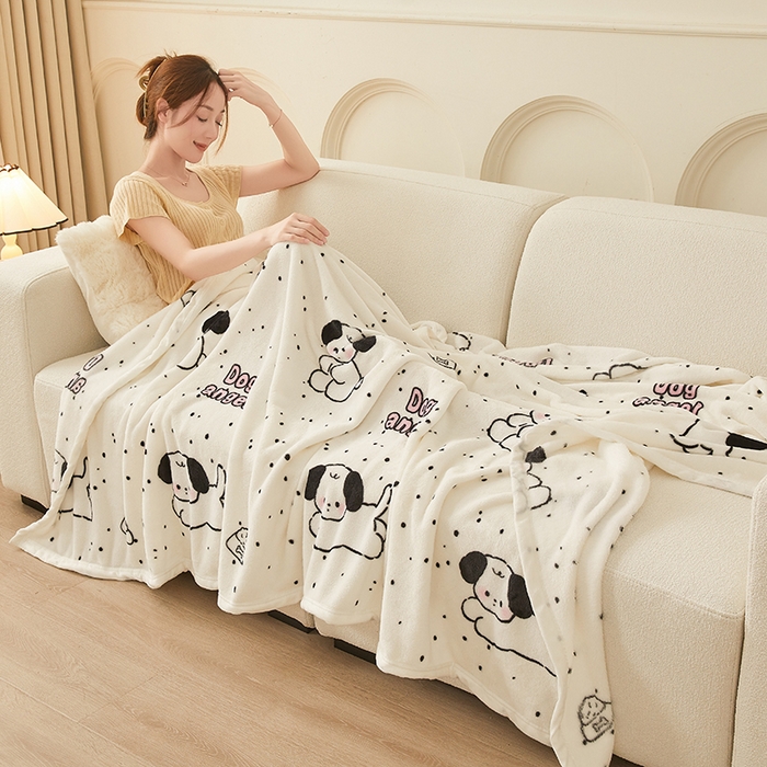 91家纺网 家纺一手货源 找家纺 千荨 2024新款多功能牛奶绒毛毯 可爱修狗