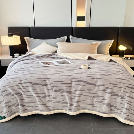 凯轩毛毛毯毯子网销专供 2024新款雪绒棉四季毛毯毯子盖毛毯毯子毛毯毯子子 简约-绅士灰