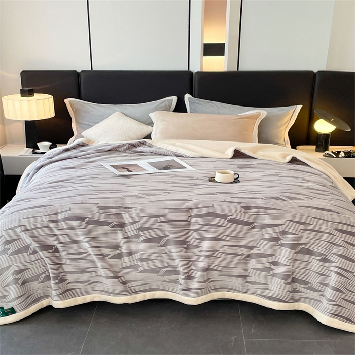 91家纺网 家纺一手货源 找家纺 凯轩毛毛毯毯子网销专供 2024新款雪绒棉四季毛毯毯子盖毛毯毯子毛毯毯子子 简约-绅士灰