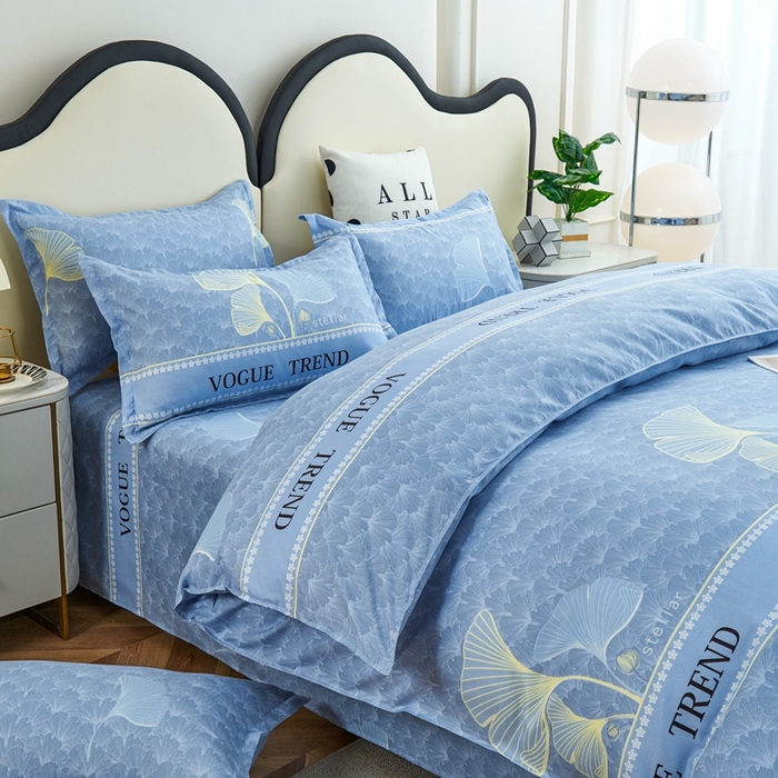 91家纺网 家纺一手货源 找家纺 鑫缘2025直播爆款印花植物羊绒加厚磨毛四件套1.2米学生三件套枫叶情-灰