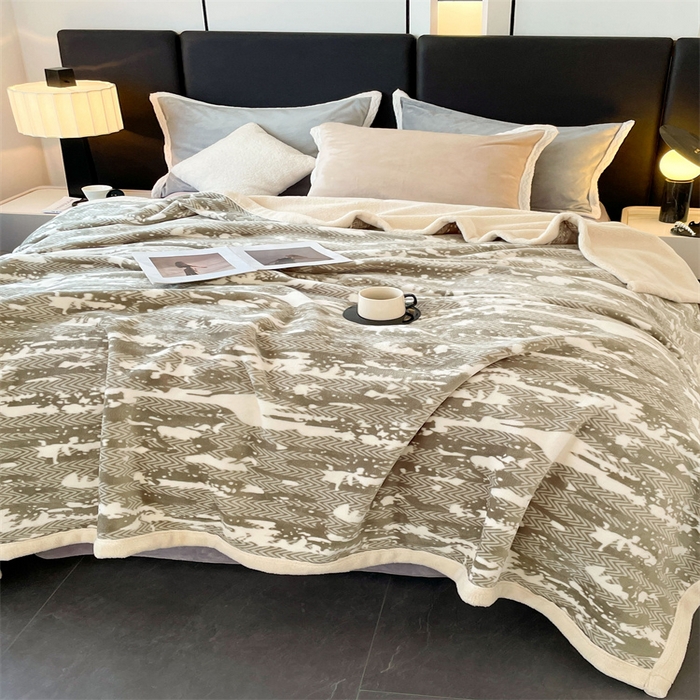 91家纺网 家纺一手货源 找家纺 凯轩毛毛毯毯子网销专供 2024新款雪绒棉四季毛毯毯子盖毛毯毯子毛毯毯子子 迷彩-卡绿