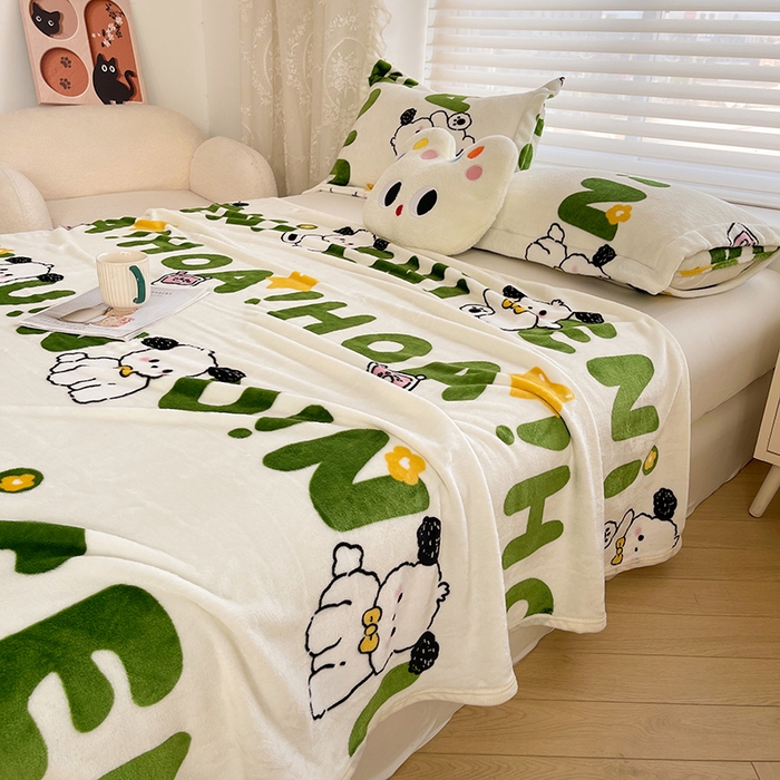 91家纺网 家纺一手货源 找家纺 千荨 2024新款多功能牛奶绒毛毯 幸运狗