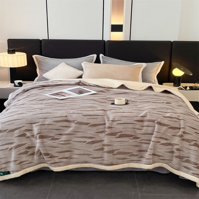 91家纺网 家纺一手货源 找家纺 凯轩毛毛毯毯子网销专供 2024新款雪绒棉四季毛毯毯子盖毛毯毯子毛毯毯子子 简约-卡其