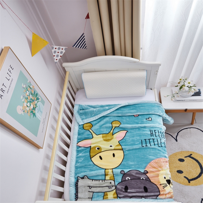 91家纺网 家纺一手货源 找家纺 凯轩毛毛毯毯子网销专供 2024新款加厚保暖儿童印花云毛毯毯子系列 团聚  蓝