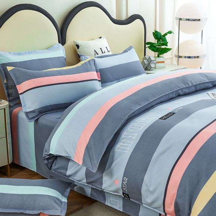 91家纺网 家纺一手货源 找家纺 鑫缘2025直播爆款印花植物羊绒加厚磨毛四件套1.2米学生三件套元气青春