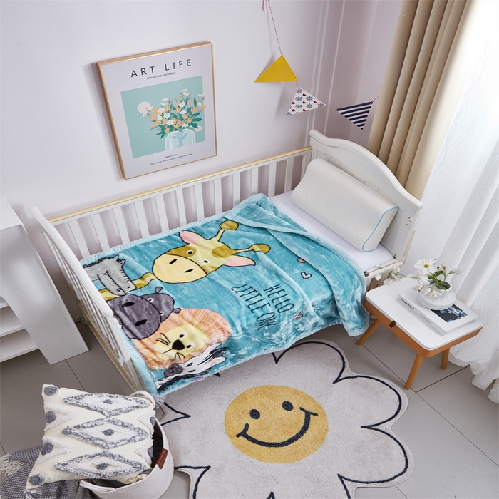 91家纺网 家纺一手货源 找家纺 凯轩毛毛毯毯子网销专供 2024新款加厚保暖儿童印花云毛毯毯子系列 团聚  蓝