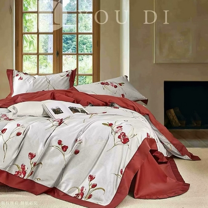 91家纺网 家纺一手货源 找家纺 （总2）未来家居 2024新款优帝100支贡缎长绒棉四件套